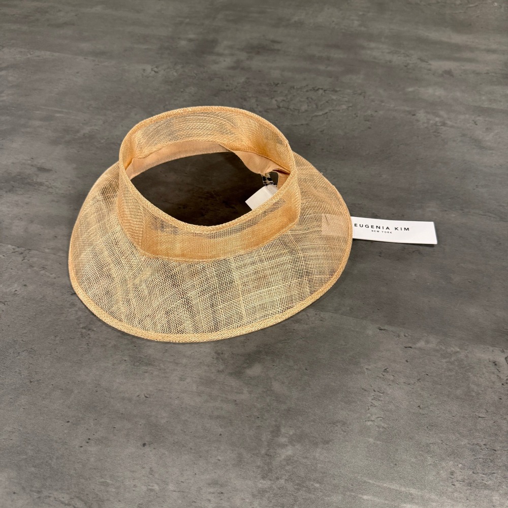 Eugenia Kim Visor Womens OS Kayla Camel Hemp Blend Wide Brim NEW Sheer Tanning